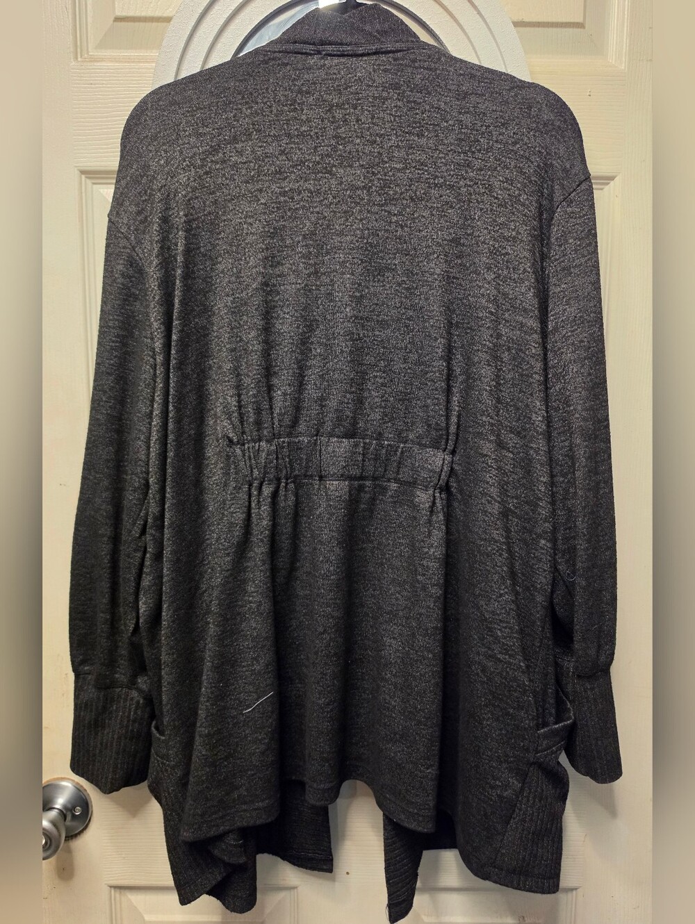 FREE! With any Purchase. Joan Vass NY Dark Gray Open Front Long Cardigan - Picture 2 of 5